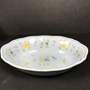 Longchamp French faience Printemps oval vegetable dish shallow serving bowl